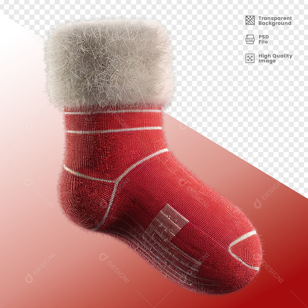 Meia de Natal Elemento 3D para Composição PSD