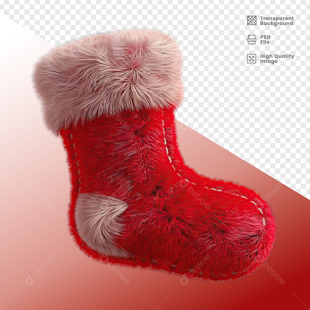 Meia de Natal Elemento 3D para Composição PSD