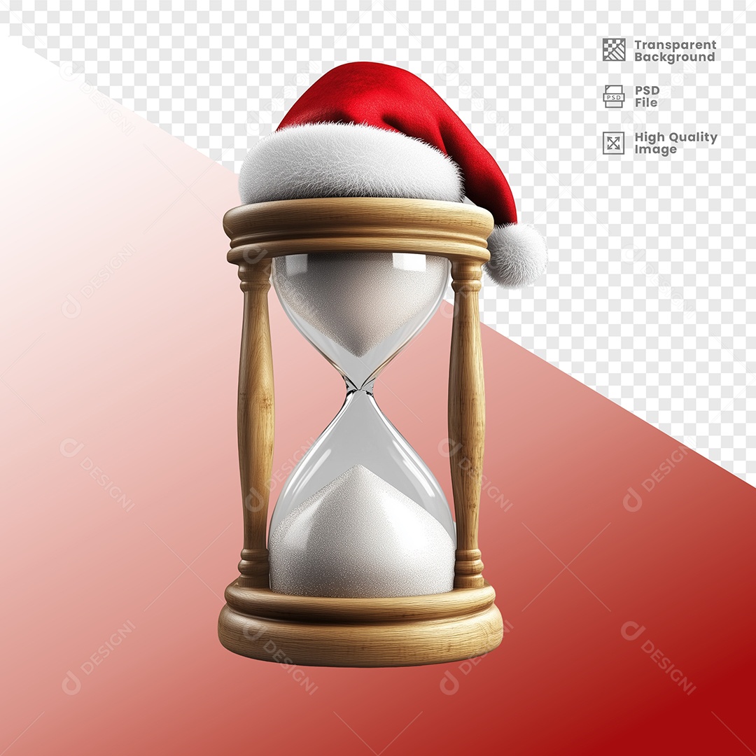 Passa Tempo com Gorro de Papai Noel  Elemento3D para Composição PSD Editável