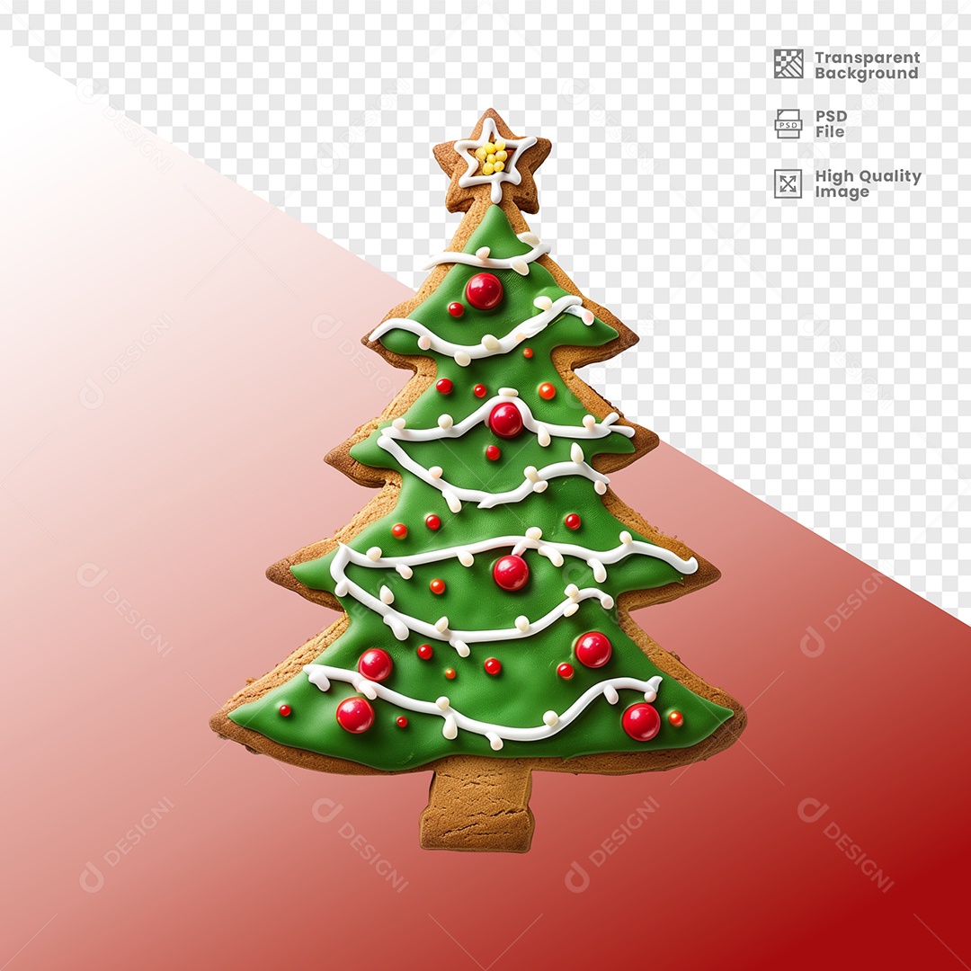 Christmas Tree Format cookie 3D Element for Composition PSD