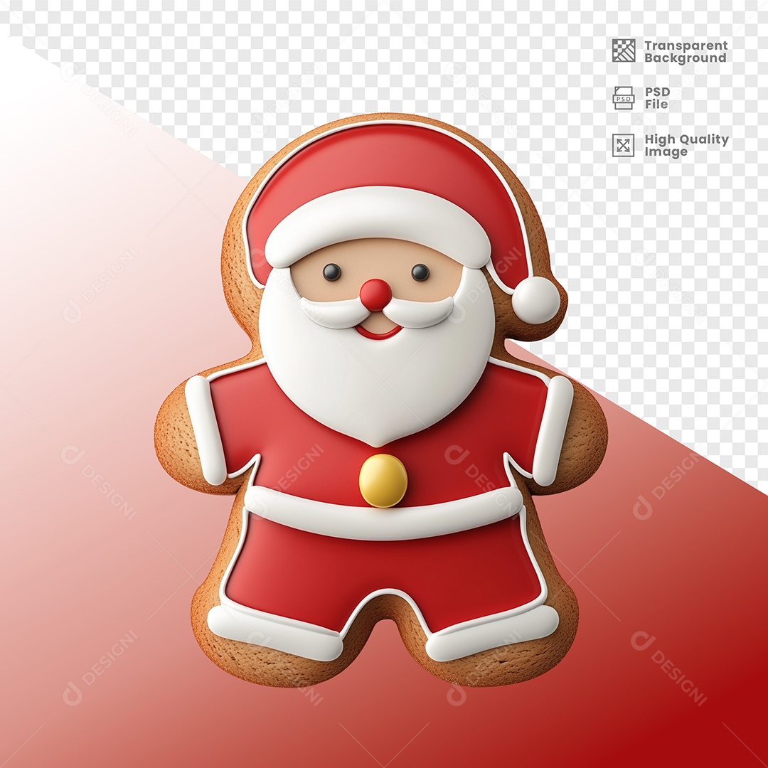 Biscoito em Formato de Estrela de Natal Elemento 3D para Composição PSD