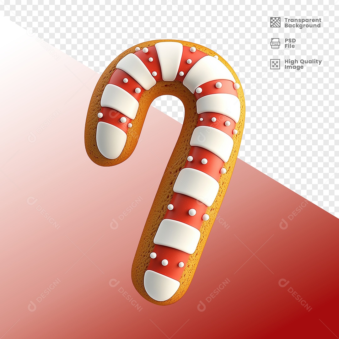 Bastão de Doce Elemento 3D para Composição PSD