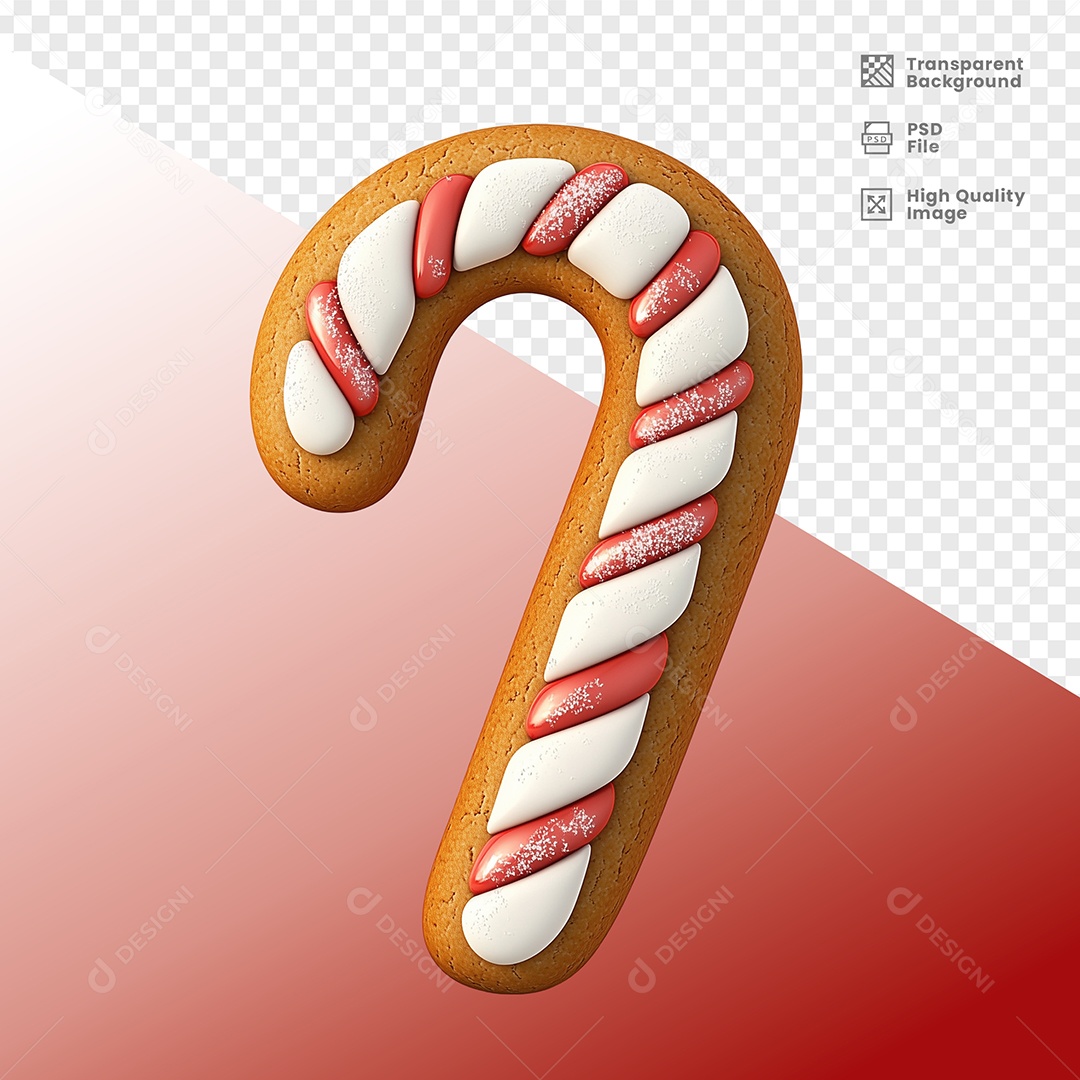 Bastão de Doce Elemento 3D para Composição PSD