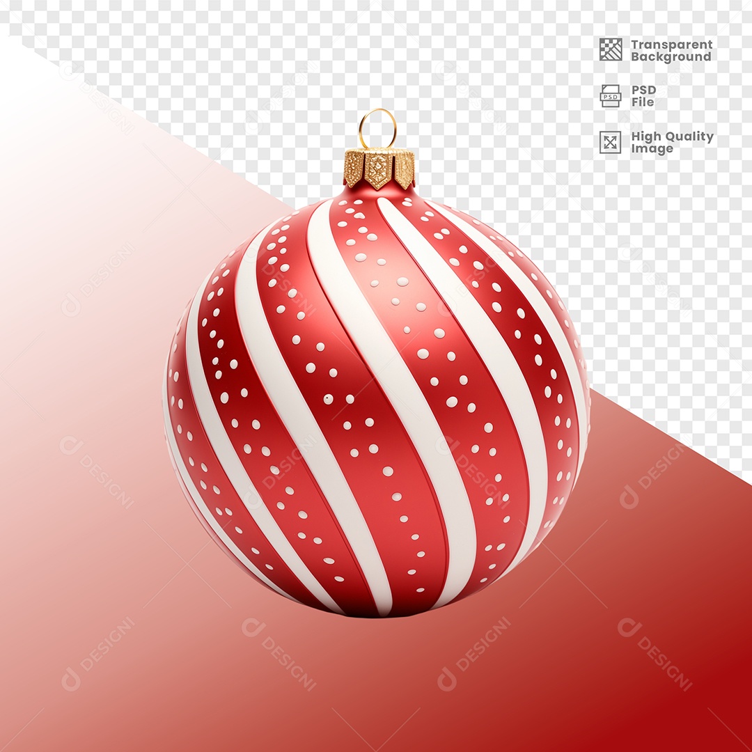 Bola de Natal Enfeite Natalino Elemento 3D Para Composição PSD