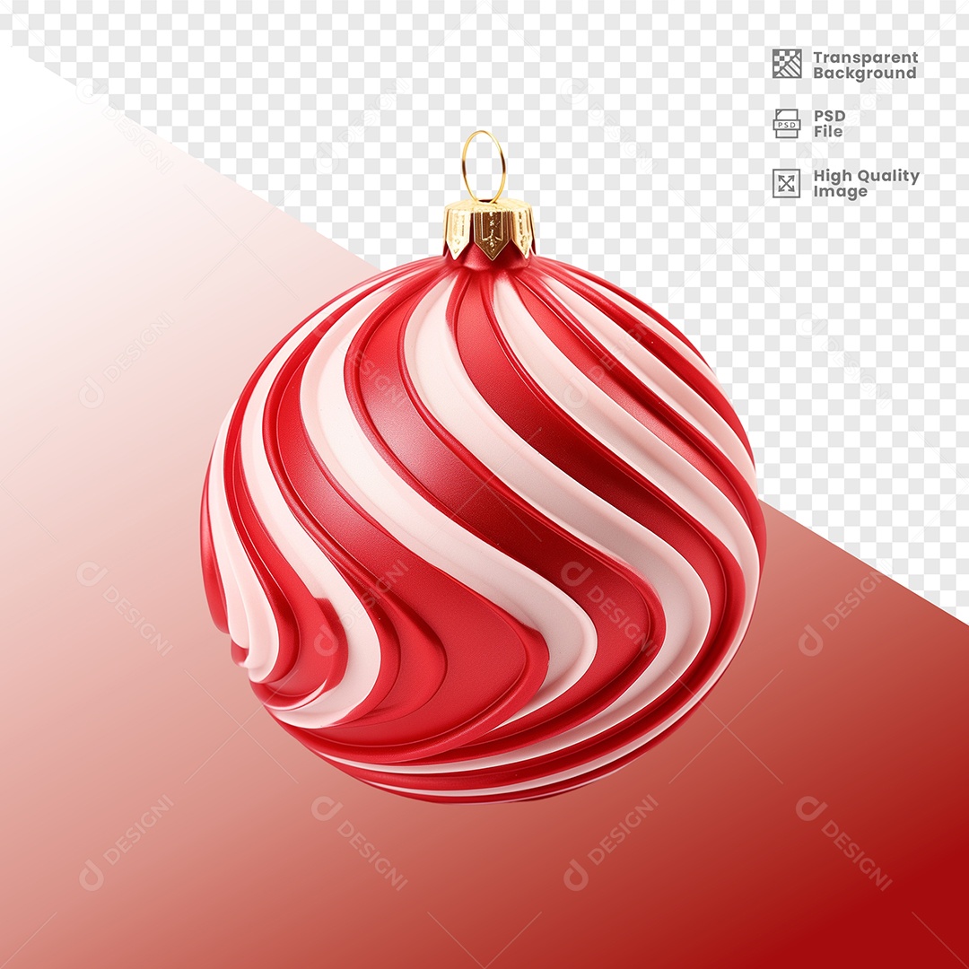 Bola de Natal Enfeite Natalino Elemento 3D Para Composição PSD