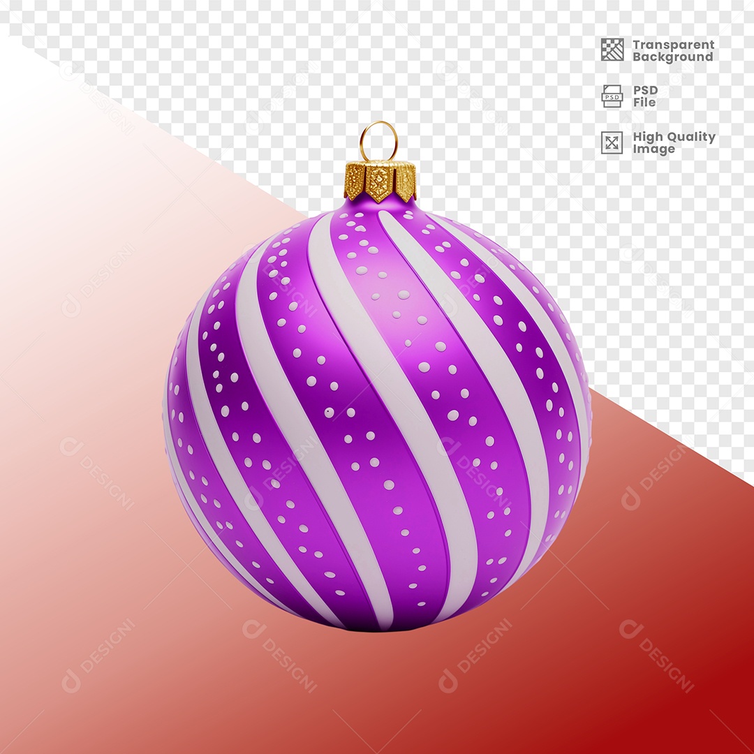 Bola de Natal Enfeite Natalino Elemento 3D Para Composição PSD