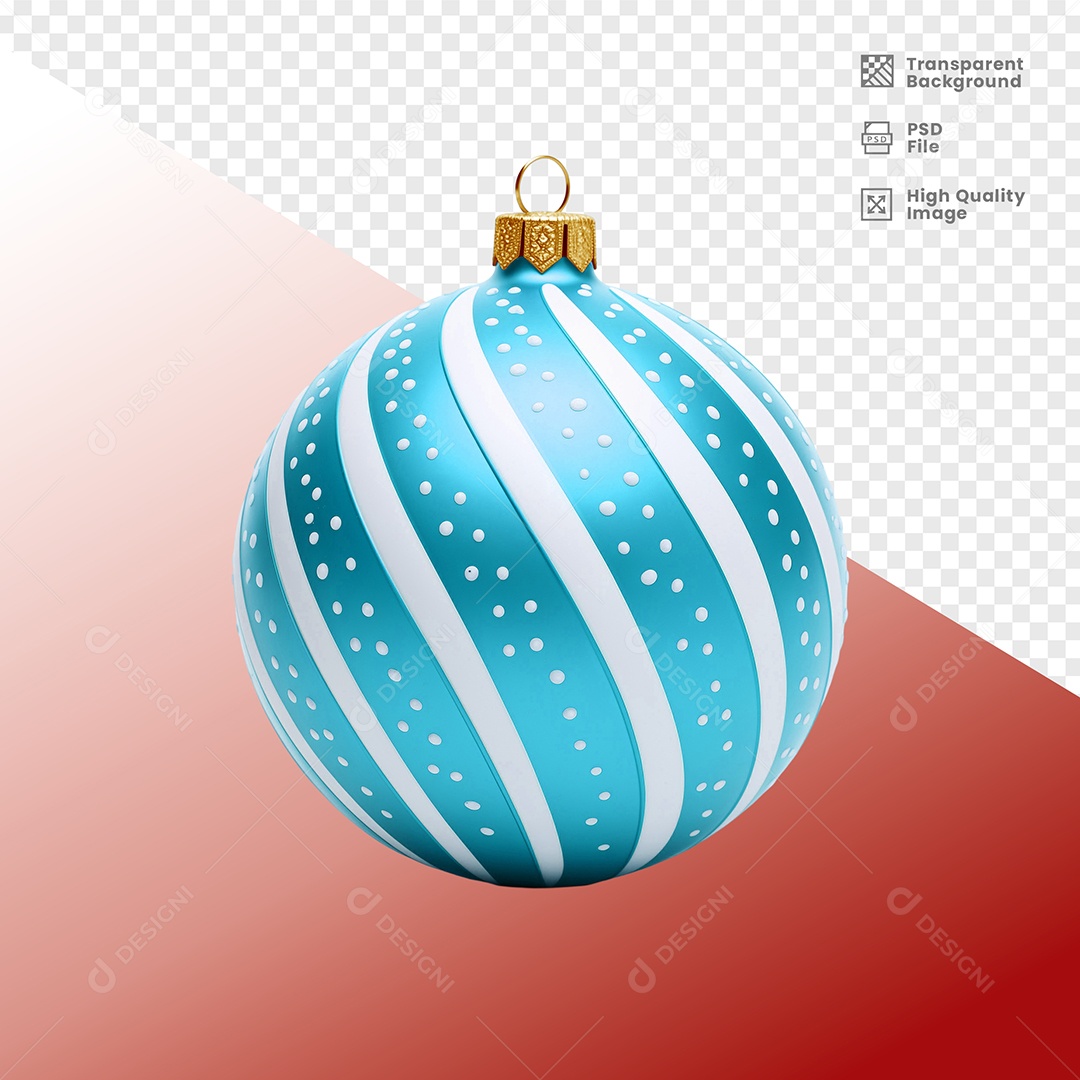 Bola de Natal Enfeite Natalino Elemento 3D Para Composição PSD