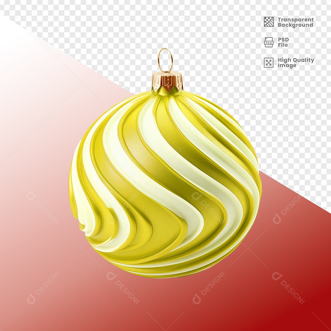 Bola de Natal Enfeite Natalino Elemento 3D Para Composição PSD