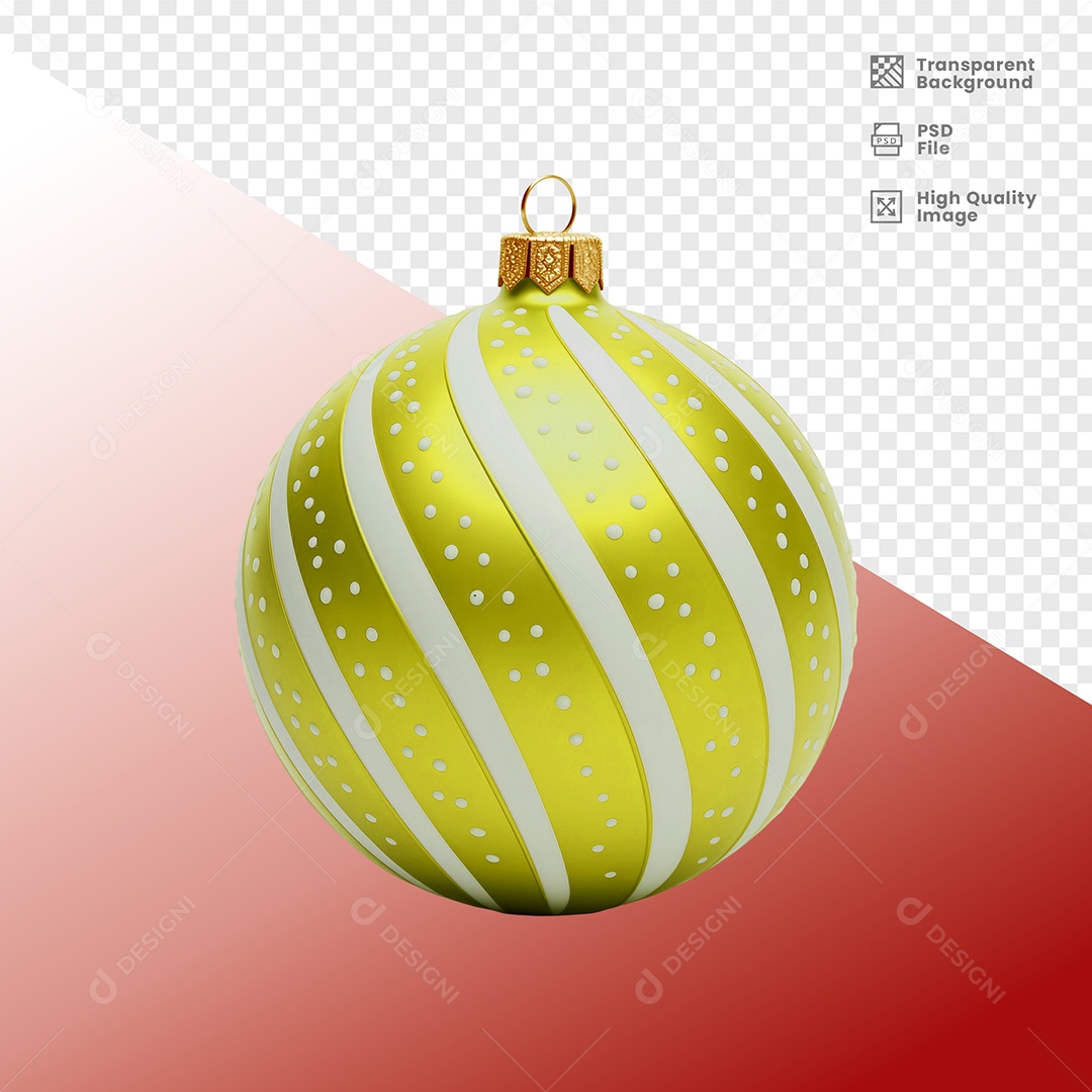 Bola de Natal Enfeite Natalino Elemento 3D Para Composição PSD