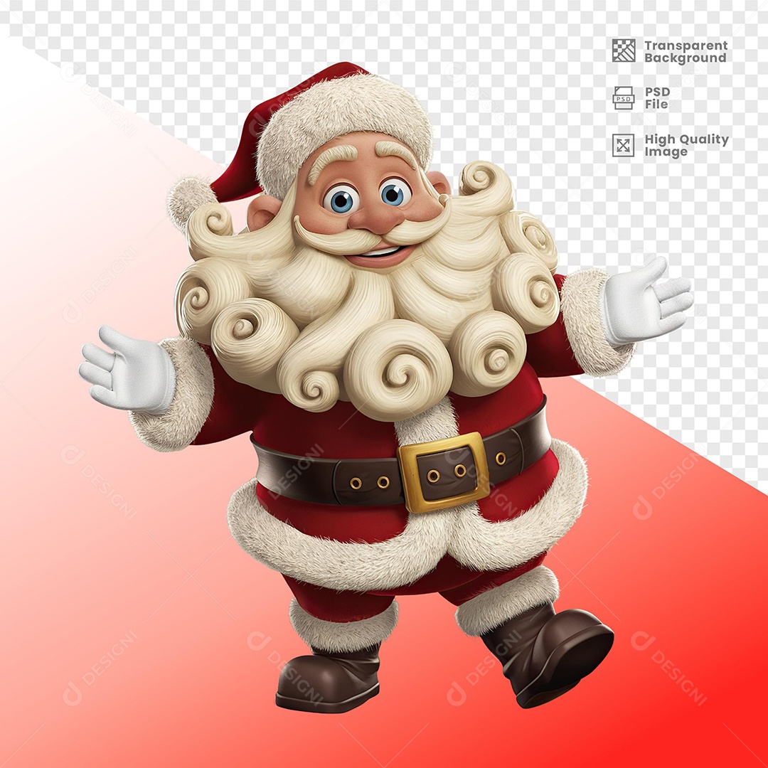 Personagem Papai Noel Elemento 3D para Composição PSD