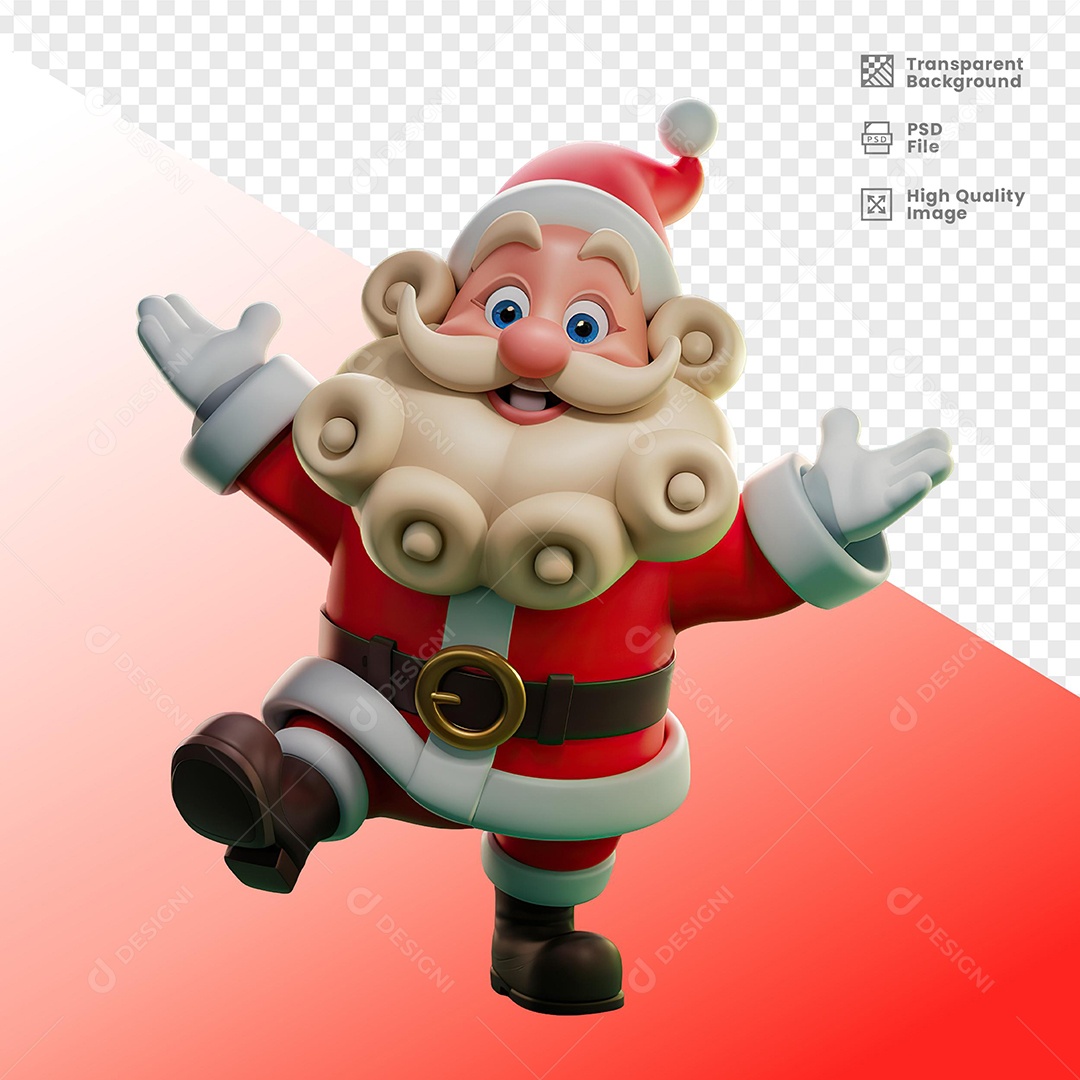Personagem Papai Noel Elemento 3D para Composição PSD