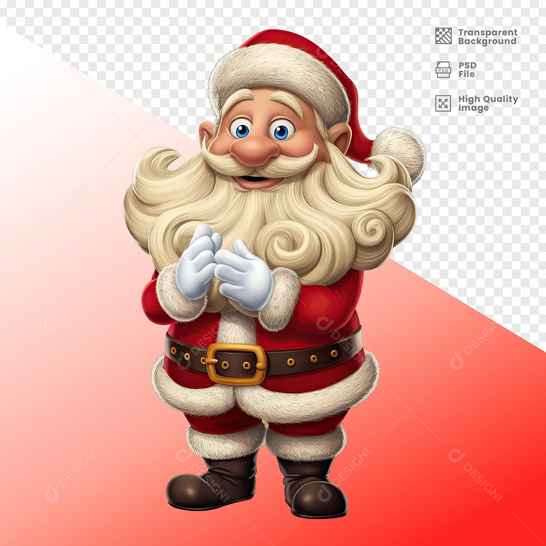 Personagem Papai Noel Elemento 3D para Composição PSD