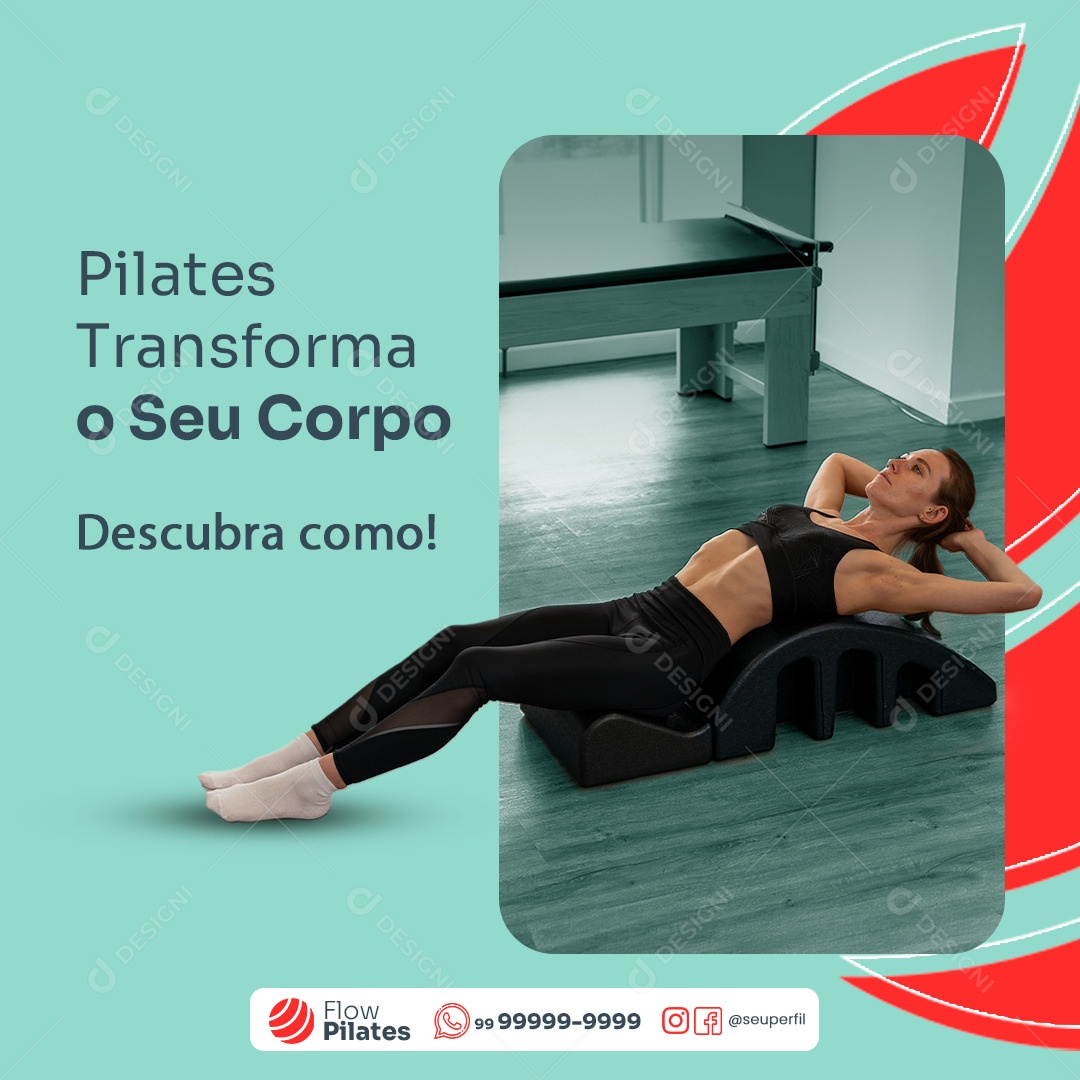 Pilates Transforma Seu Corpo Fisioterapia Social Media PSD Editável