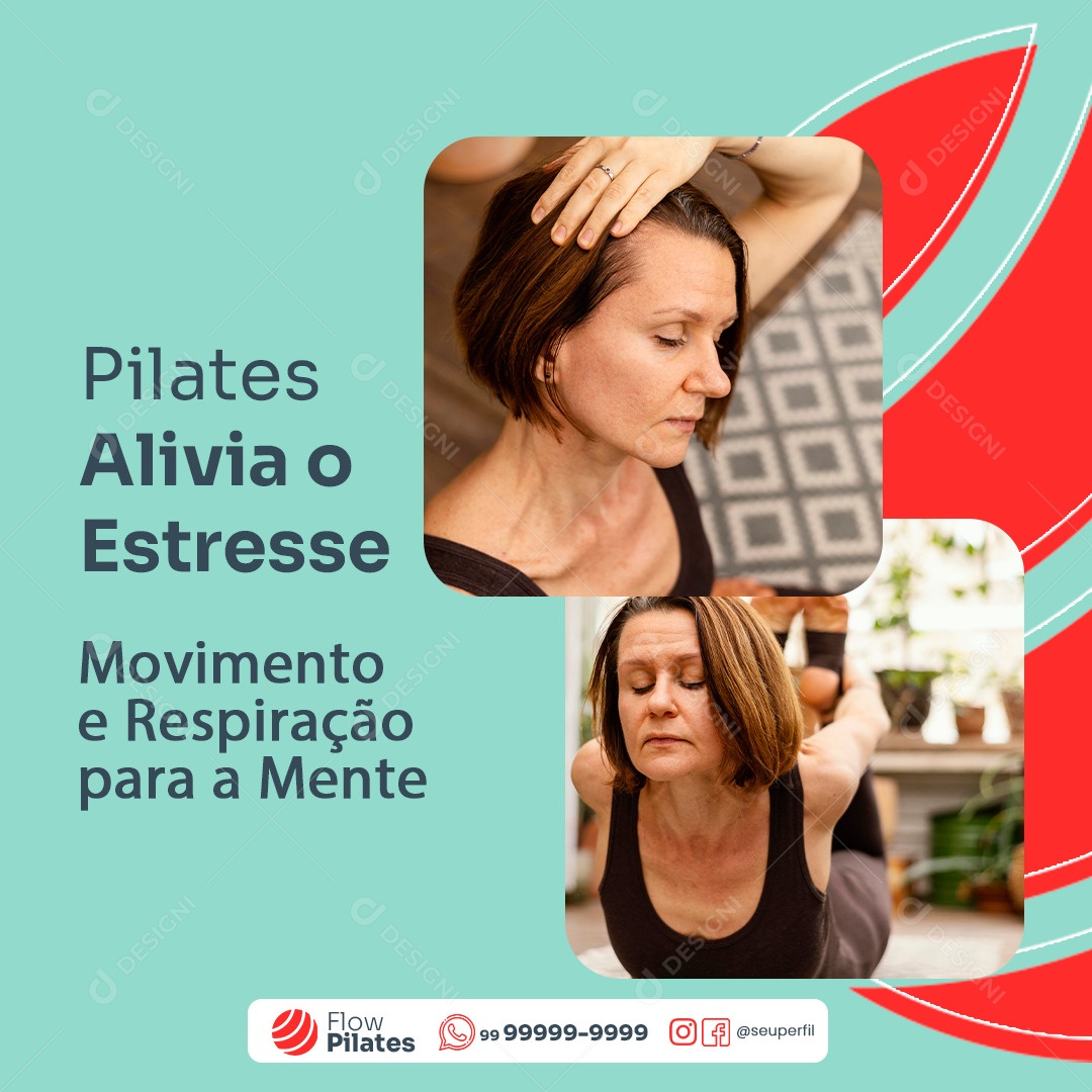 Pilates Alivia O Estresse Fisioterapia Social Media PSD Editável