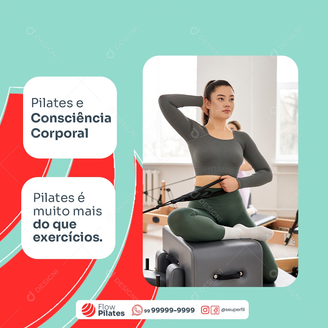 Pilates Fisioterapia Consciência Corporal Social Media PSD Editável