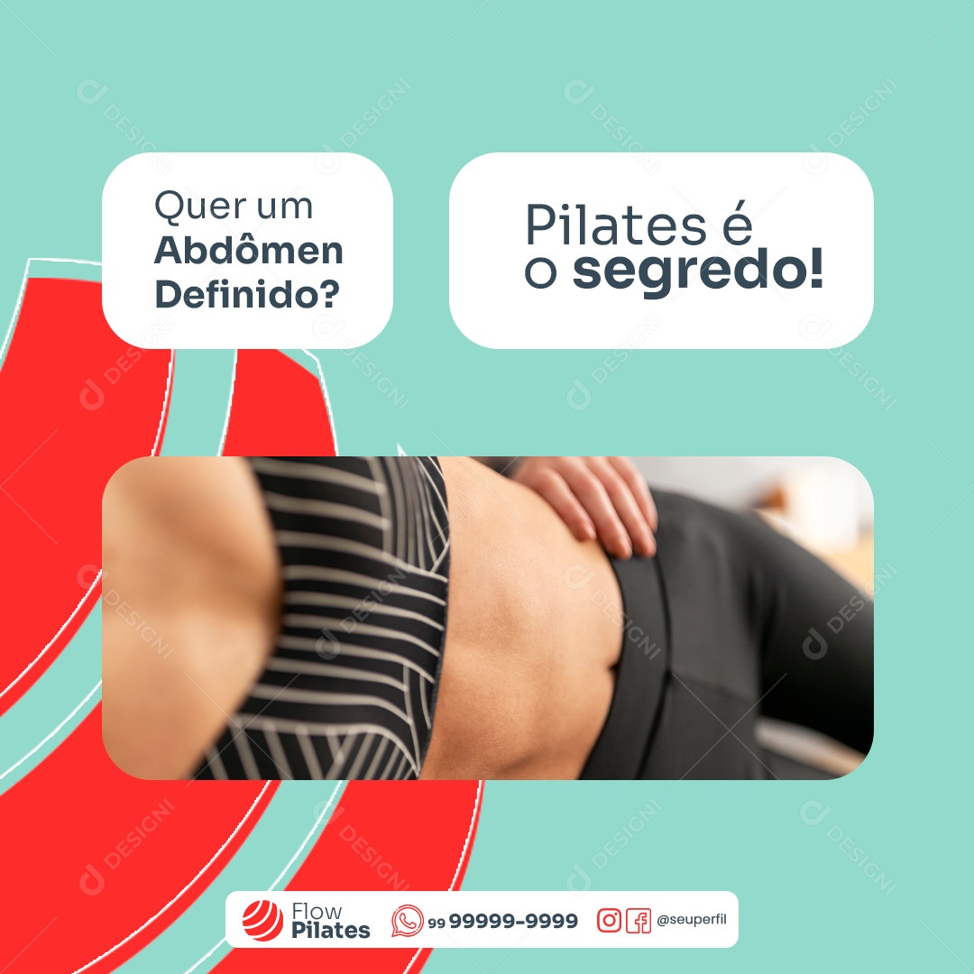 Pilates Segrego Para Abdômen Definido Social Media PSD Editável