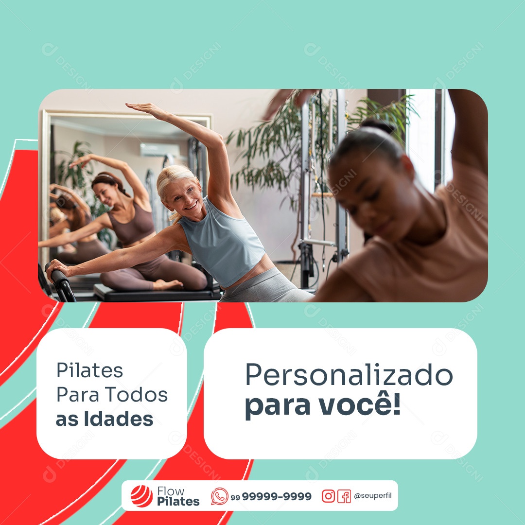 Pilates Fisioterapia Para Todas As Idades Social Media PSD Editável