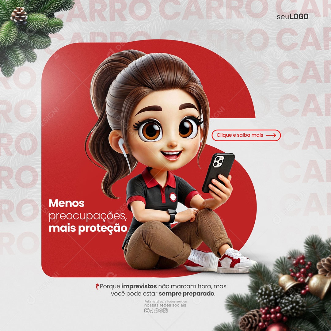 Seguradora Menos Preocupações Mais Proteção Social Media PSD Editável