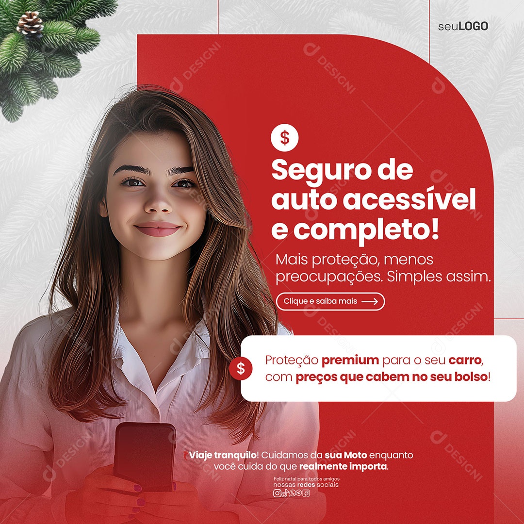 Seguradora Seguro Acessível e Completo Social Media PSD Editável