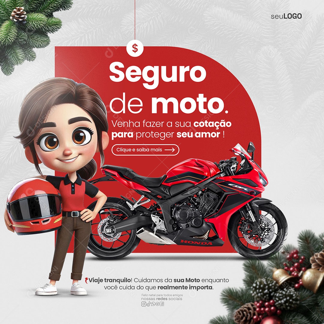 Seguradora Seguro De Moto Social Media PSD Editável