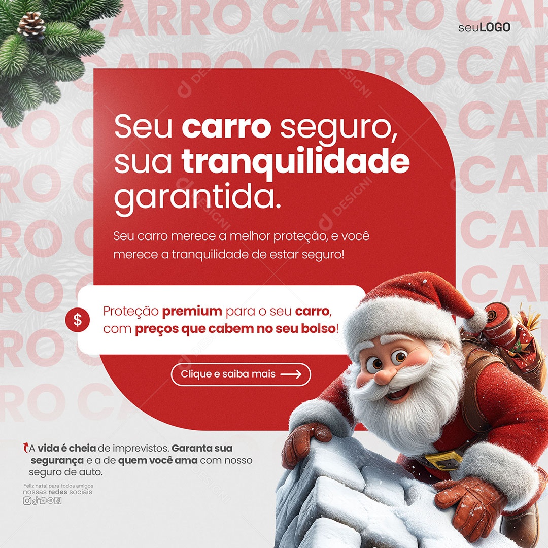 Seguradora Seu Carro Seguro Sua Tranquilidade Social Media PSD Editável