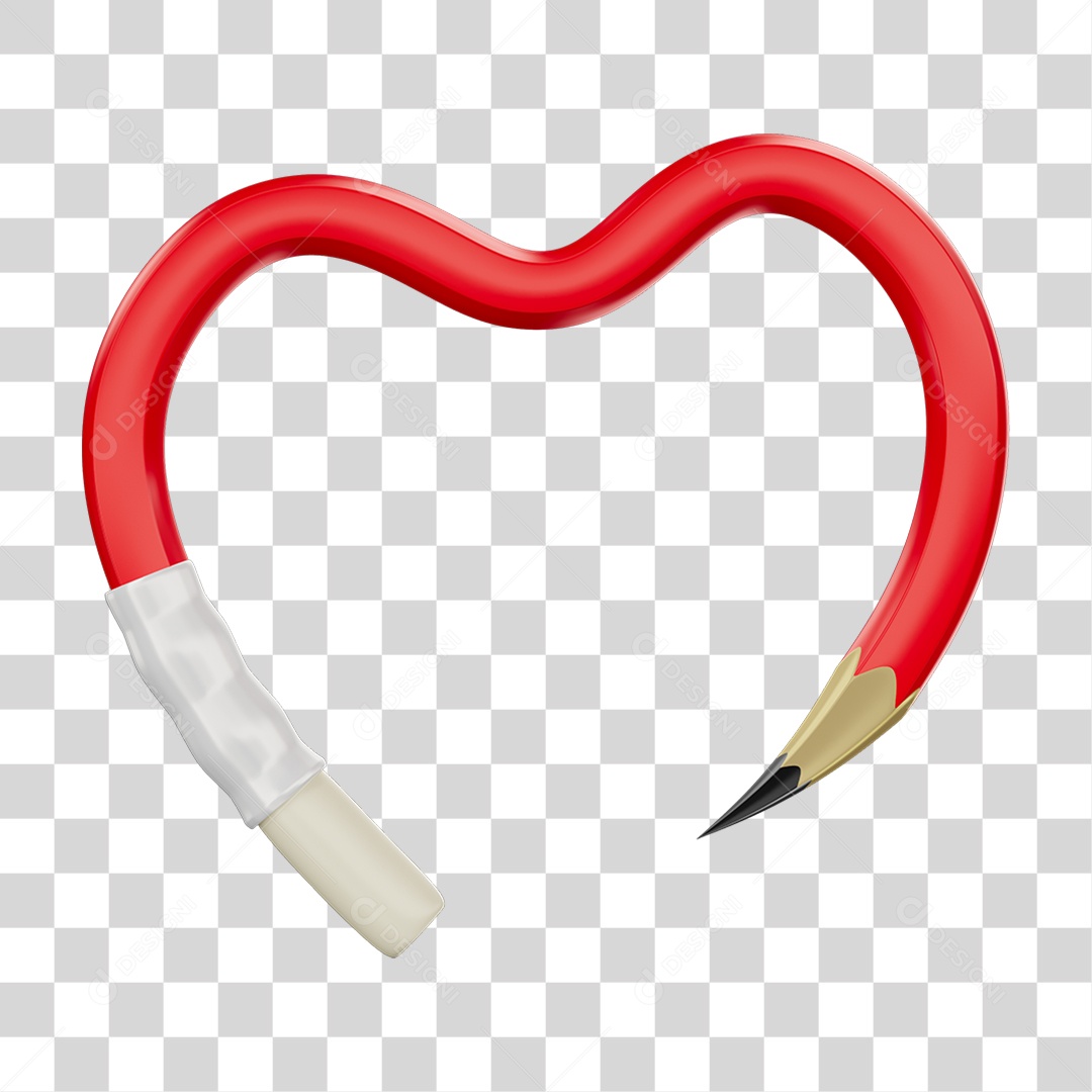 Lápis de Escrever em Forma de Coração PNG Transparente