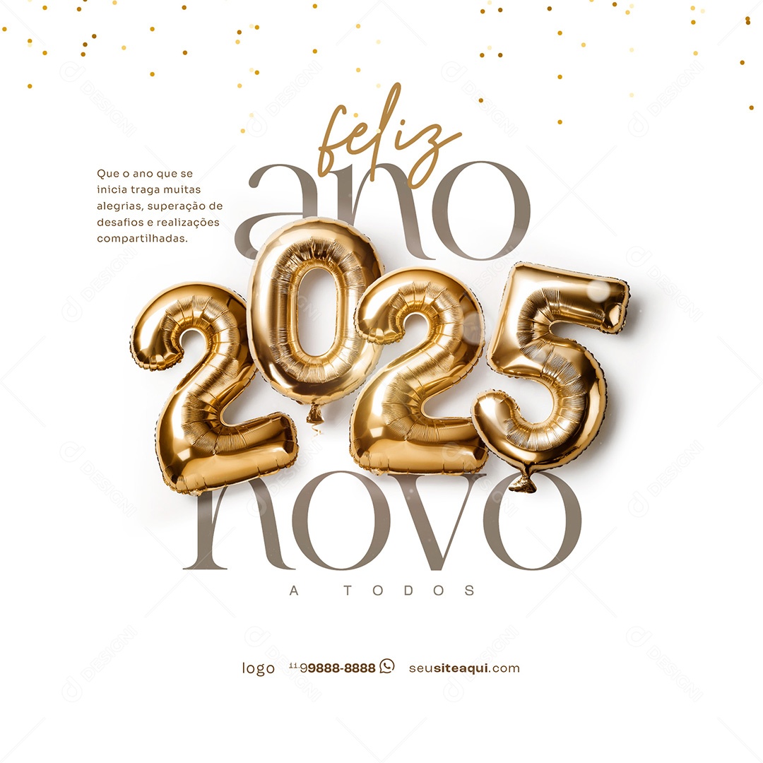 Feliz Ano Novo 2025 01 de Janeiro Social Media PSD Editável