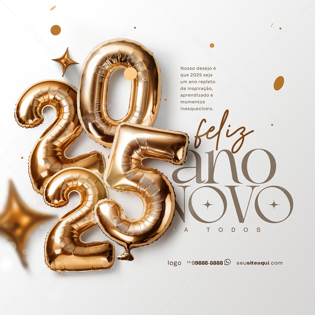 Feliz Ano Novo 2025 01 de Janeiro Social Media PSD Editável