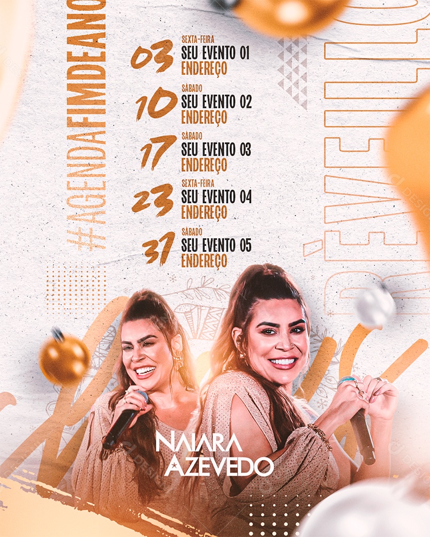 Feed Flyer Agenda Fim de Ano Social Media PSD Editável