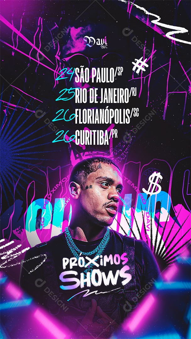 Story Flyer Próximos Shows Social Media PSD Editável