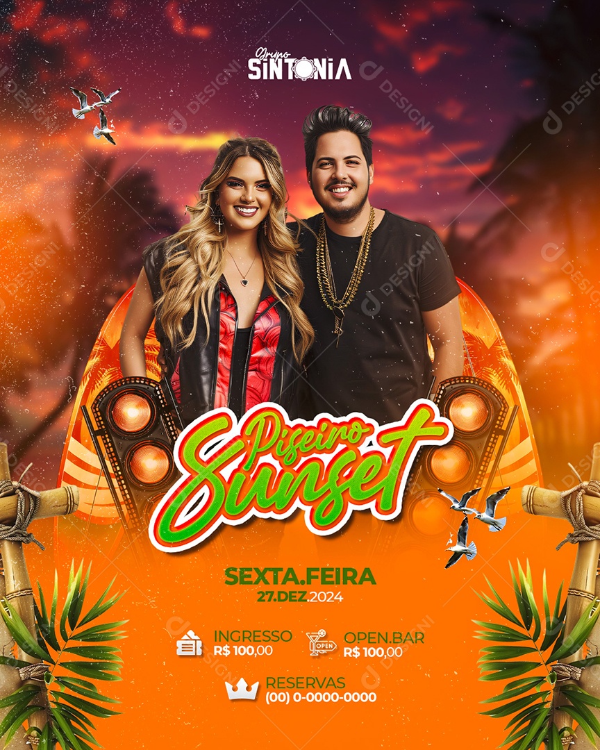 Flyer Piseiro Sunset Social Media PSD Editável