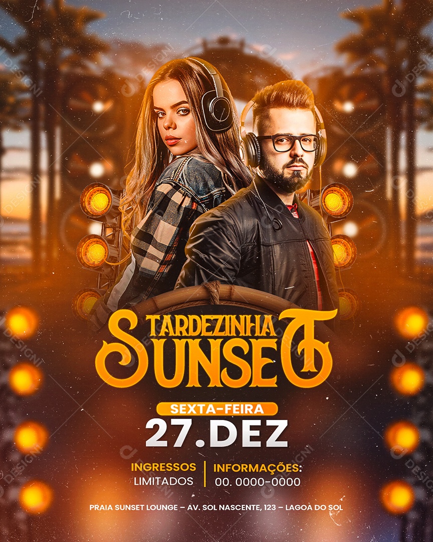 Flyer Tardezinha Sunset Social Media PSD Editável