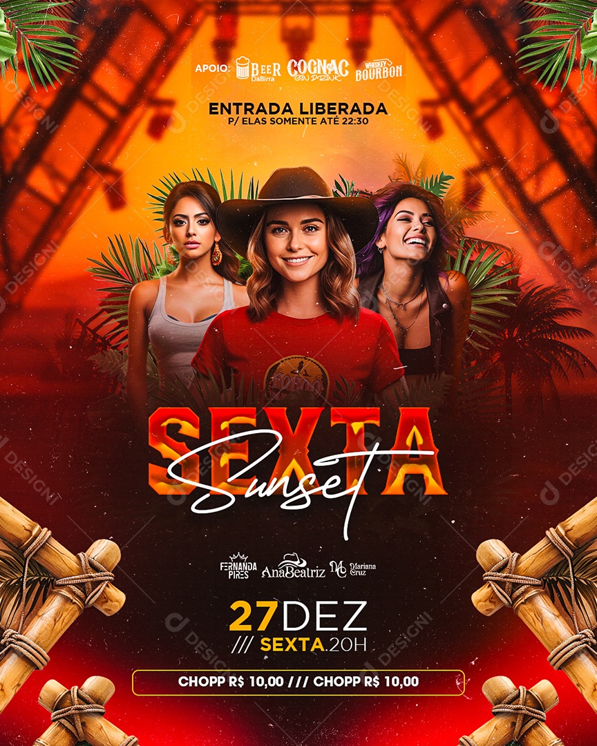 Flyer Sexta Sunset Social Media PSD Editável