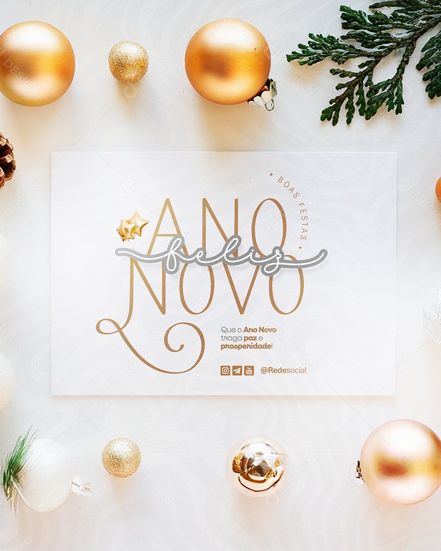 Social Media Feliz Ano Novo 01 de Janeiro  PSD Editável