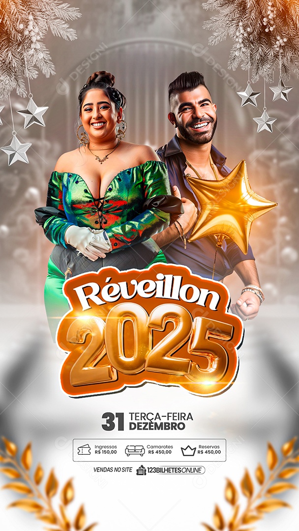 Story Flyer Réveillon 2025 Social Media PSD Editável
