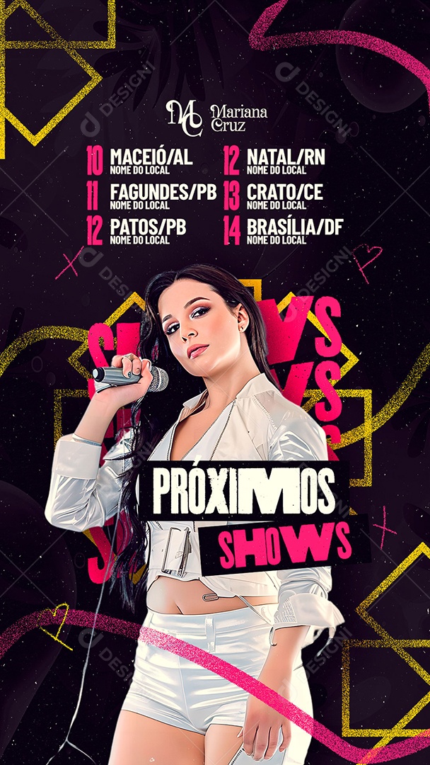 Story Flyer Próximos Shows Mariana Cruz Social Media PSD Editável