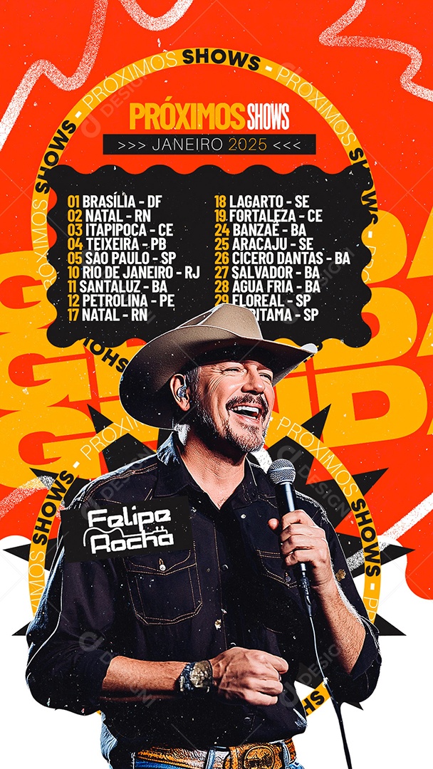 Story Flyer Próximos Shows Felipe Rocha Social Media PSD Editável