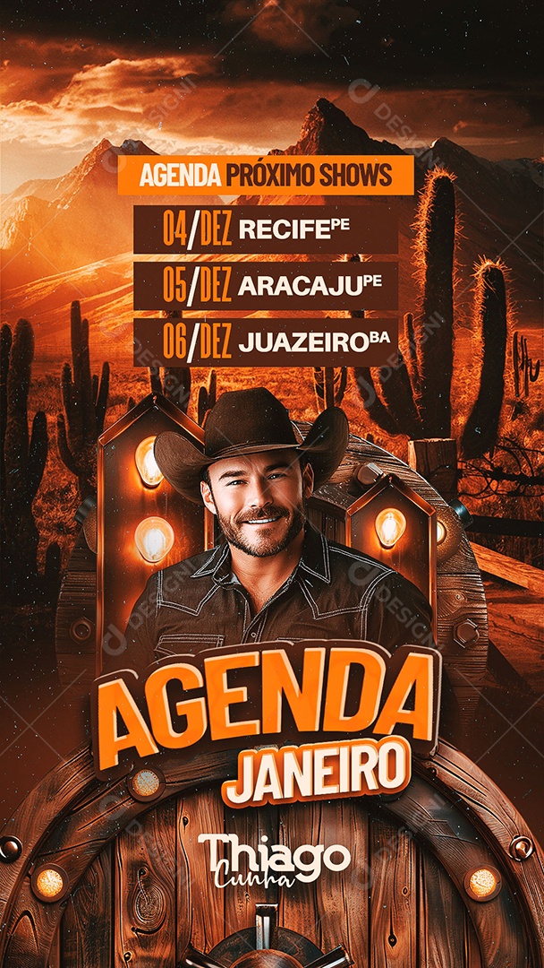 Story Flyer Agenda Próximos Shows Agenda Janeiro Social Media PSD Editável