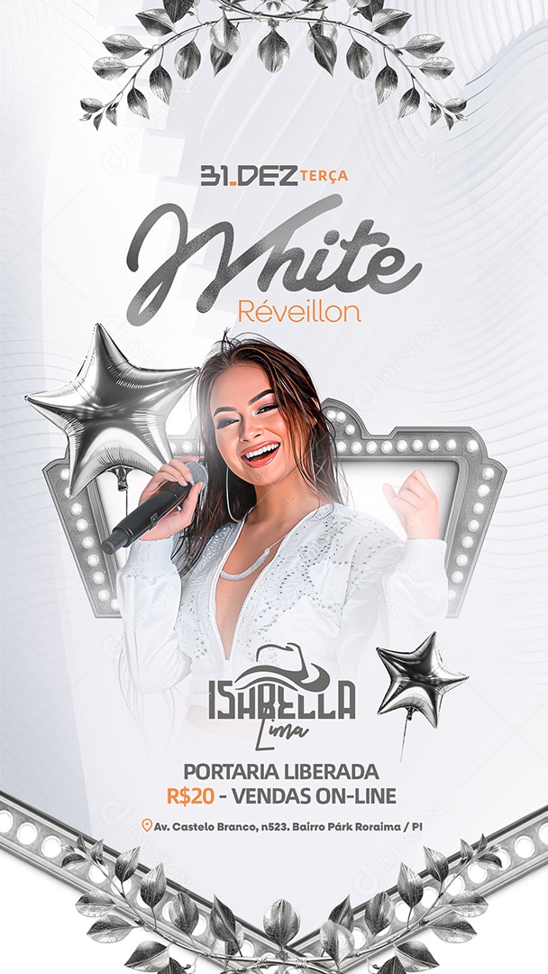 Story Flyer White Réveillon Social Media PSD Editável