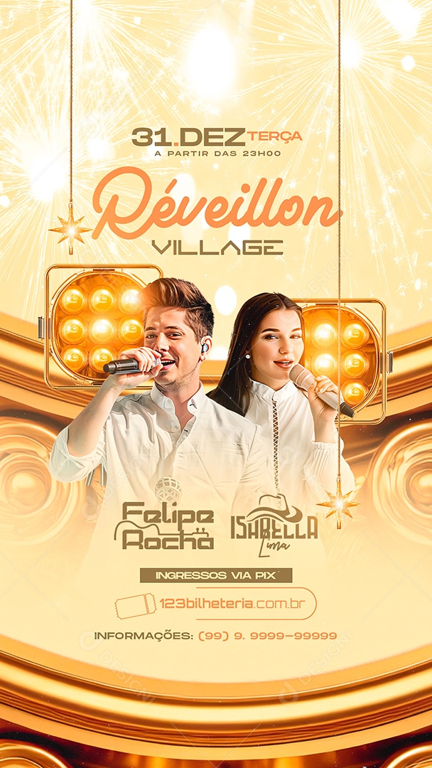 Story Flyer Réveillon Village Social Media PSD Editável