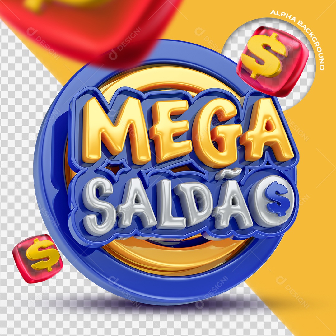 Mega Saldão Selo 3D para Composição PSD