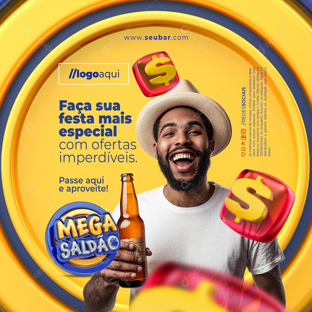 Mega Saldão Cervejaria Faça sua Festa Mais Especial Social Media PSD Editável