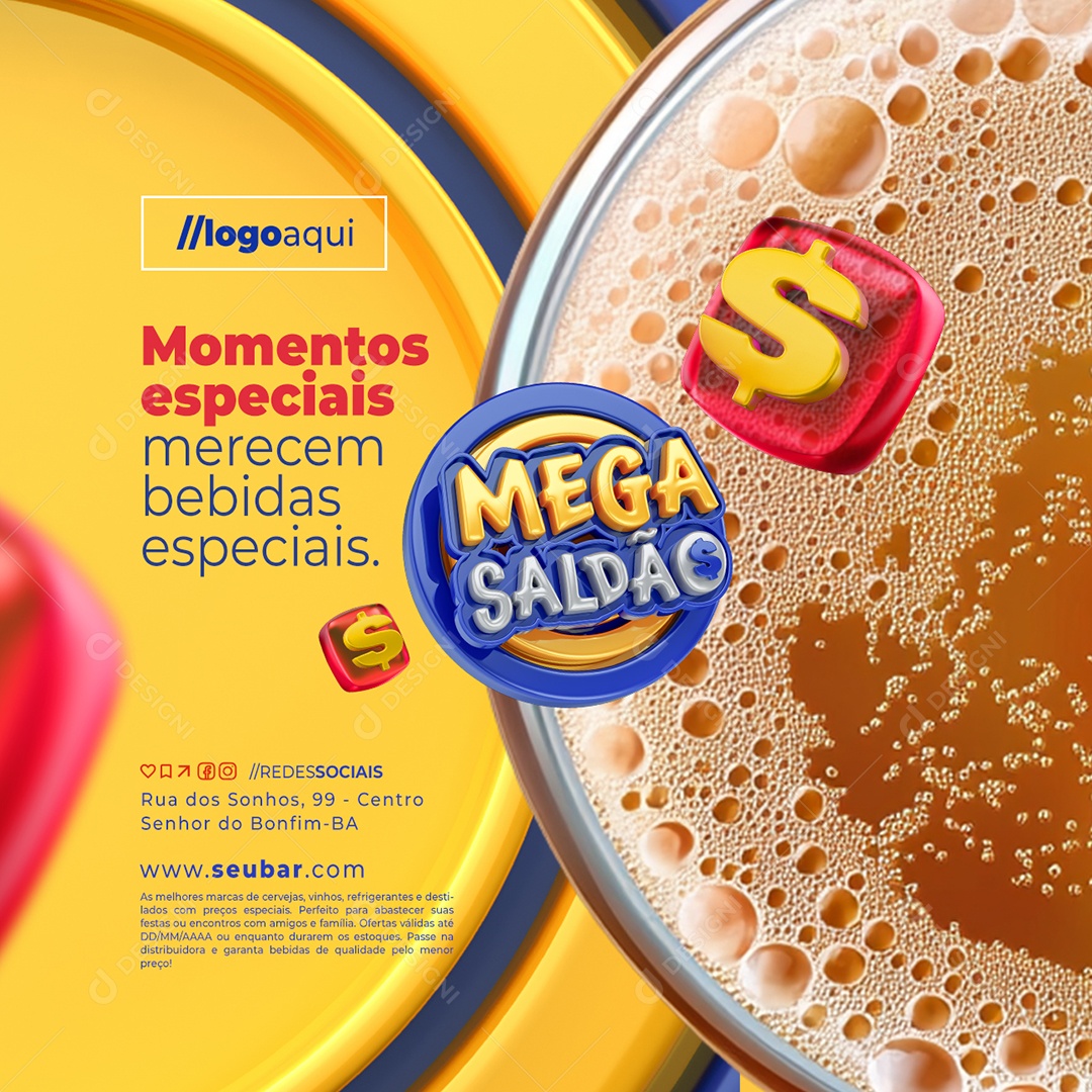 Mega Saldão Cervejaria Momentos Especiais Merecem Bebidas Social Media PSD Editável