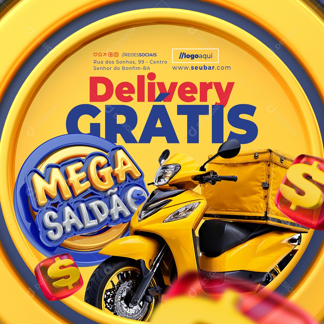 Mega Saldão Cervejaria Delivery Grátis Social Media PSD Editável
