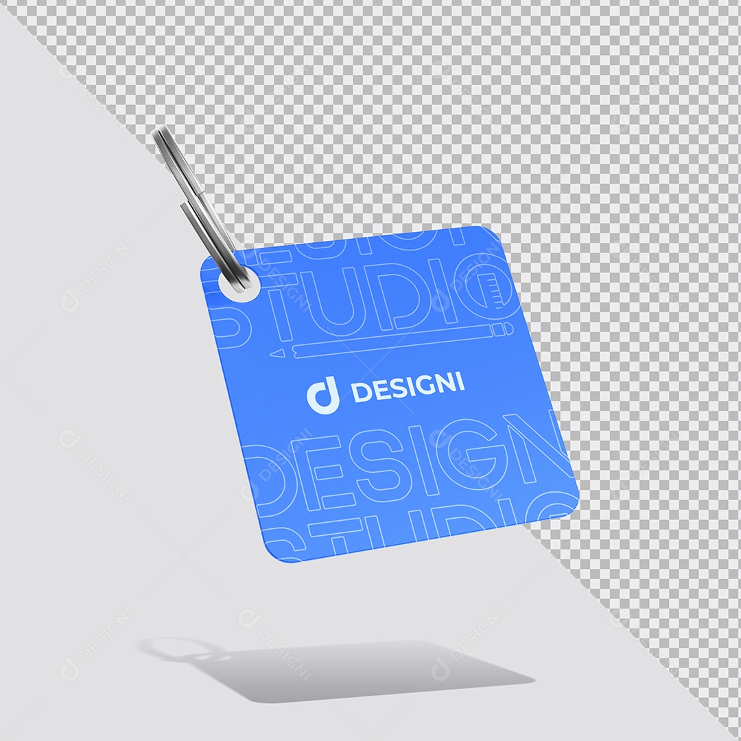 Mockup Chaveiro Metal Quadrado PSD Editável