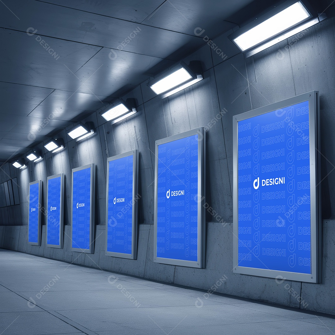 Mockup de Poster no Metrô PSD Editável