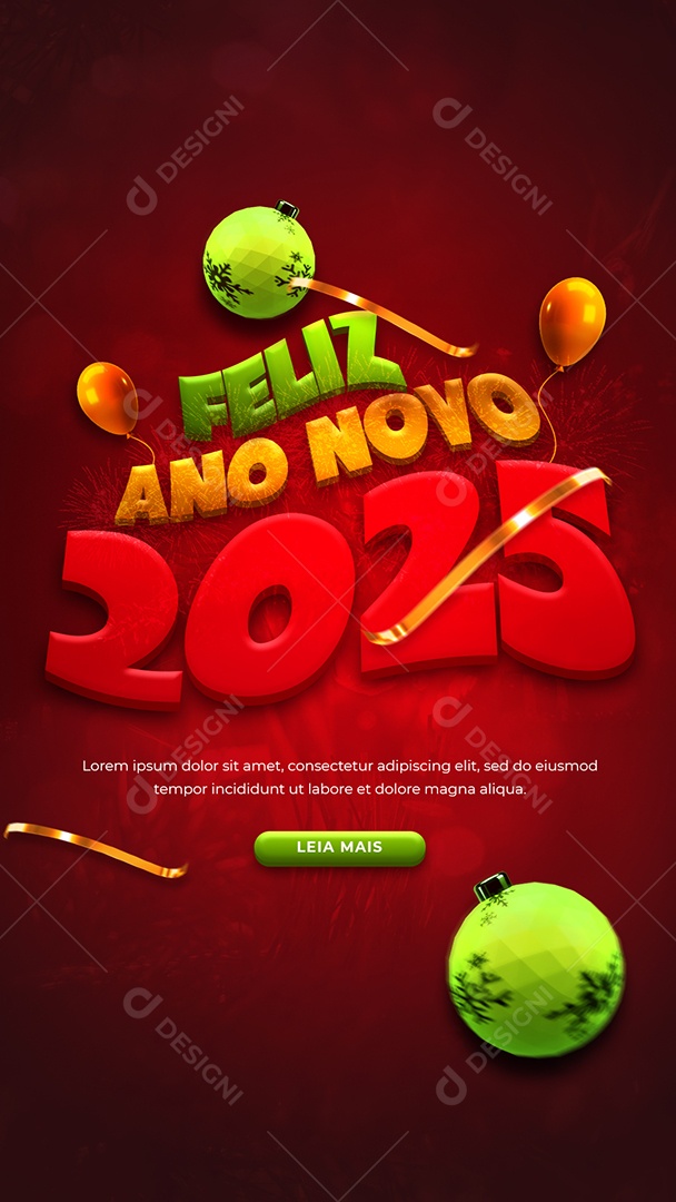 Story Flyer Feliz Ano Novo 01 de Janeiro Social Media PSD Editável