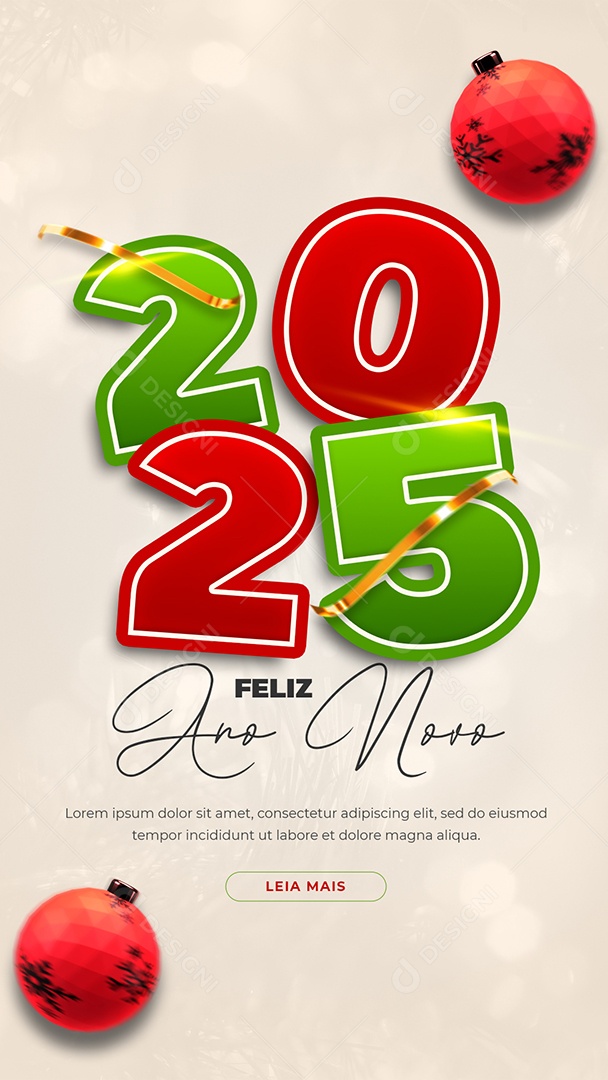 Story Flyer Feliz Ano Novo 01 de Janeiro 2025 Social Media PSD Editável