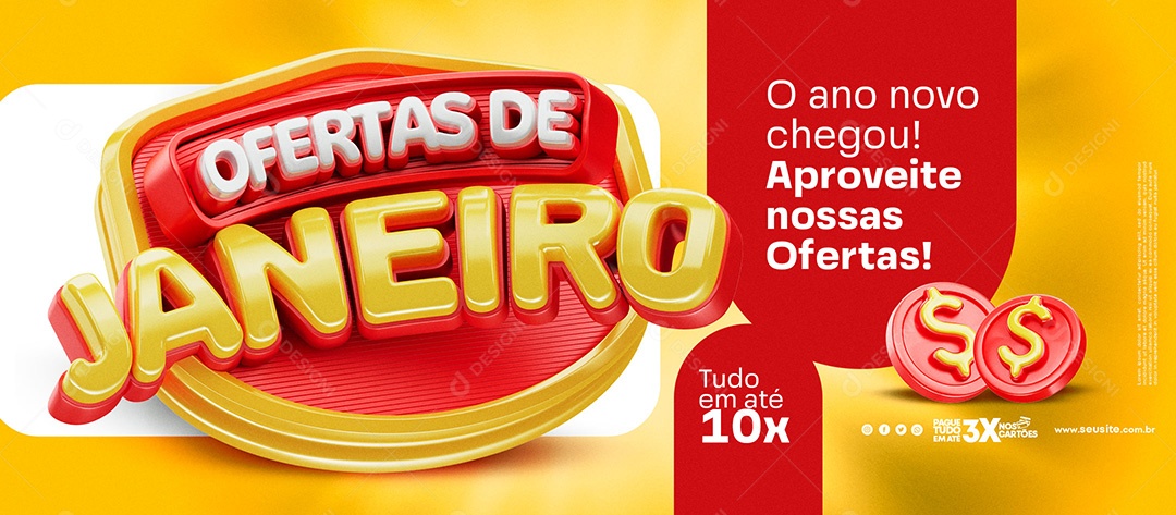 Banner Ofertas de Janeiro Social Media PSD Editável