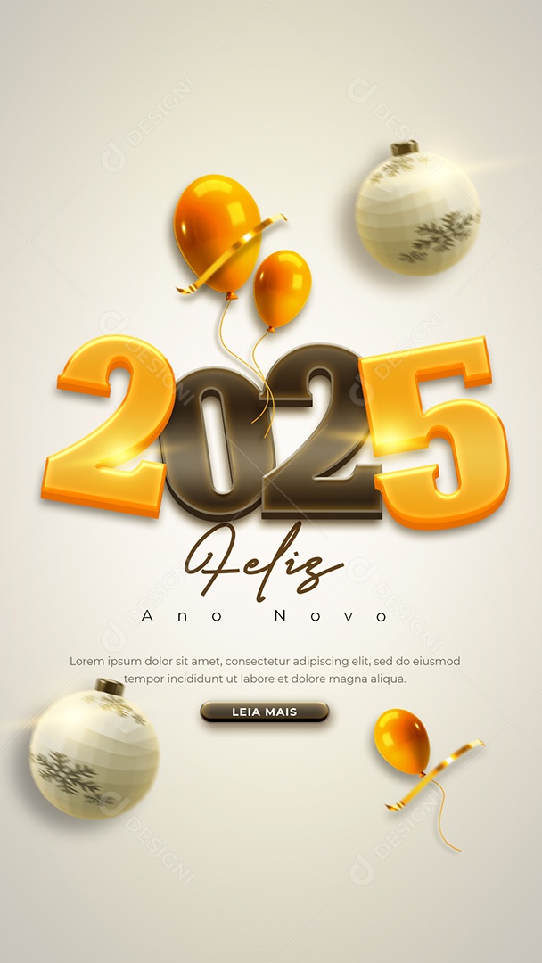 Story Flyer Feliz Ano Novo 01 de Janeiro 2025 Social Media PSD Editável